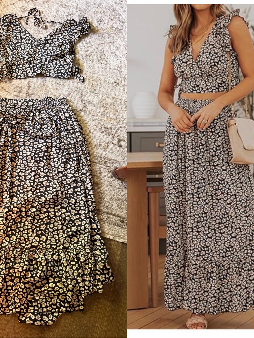 Amazon Black and White Floral Maxi Skirt